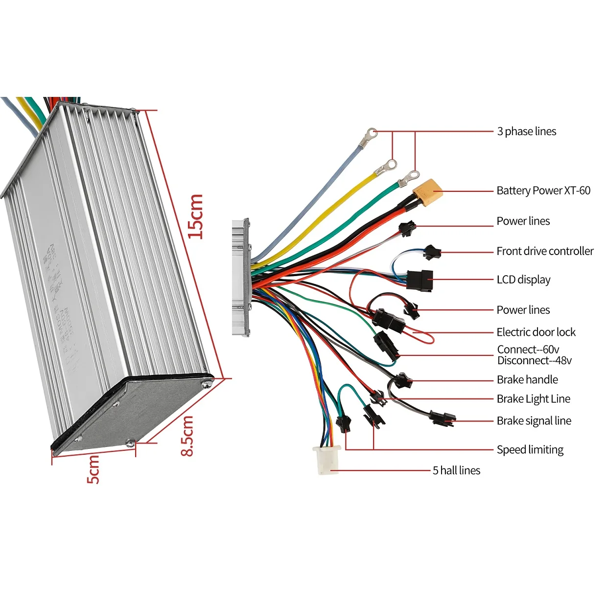 10 Inch 48V 60V 1000W 1200W 1500W Electric Scooter Motor 30A Controller LCD Display Accelerator Set Shared For Dual Drive Motor