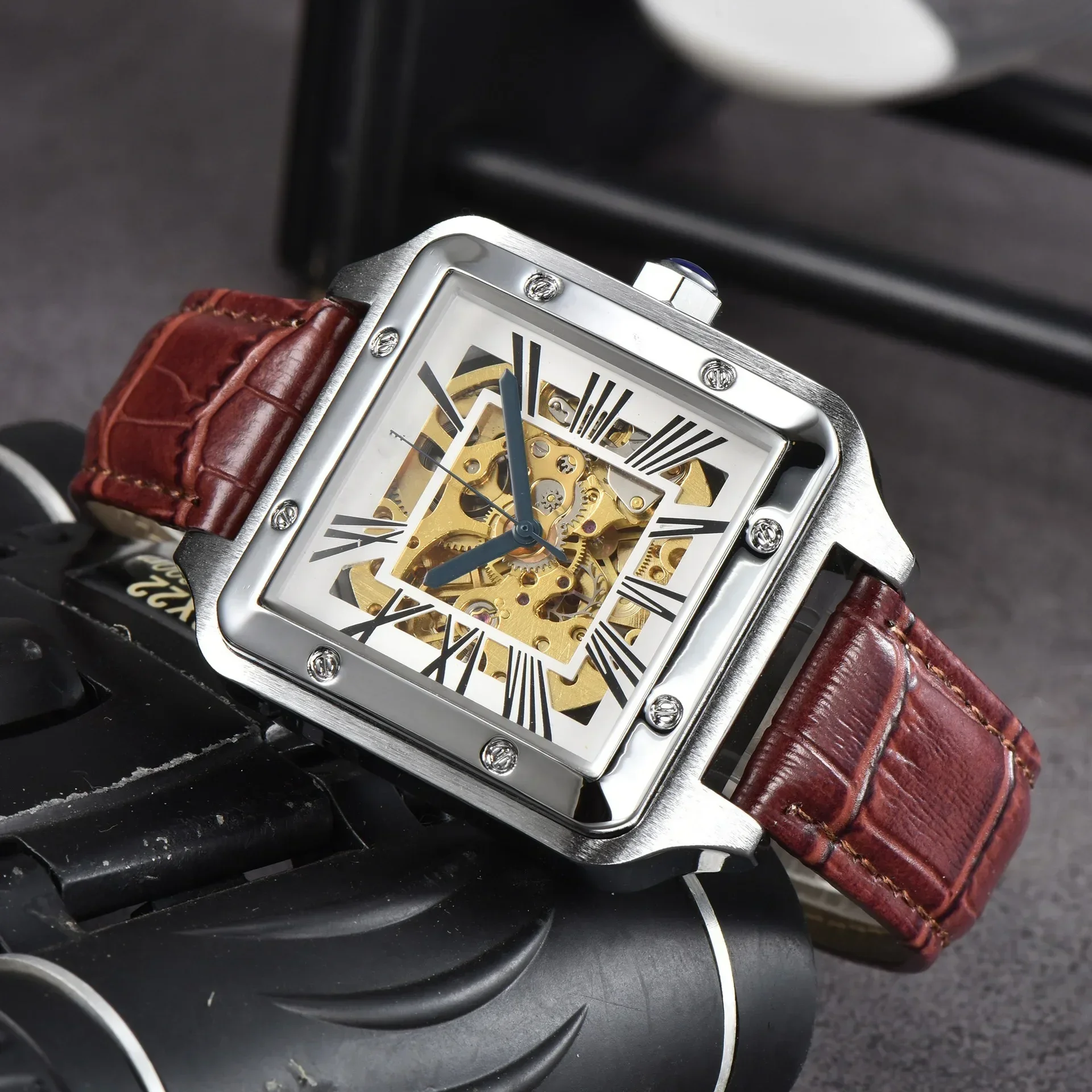 ​​2025 New Men's Luxury Skeleton Automatic Watch, Mechanical Movement, Waterproof 50M, Silicone Strap, Sapphire Crystal