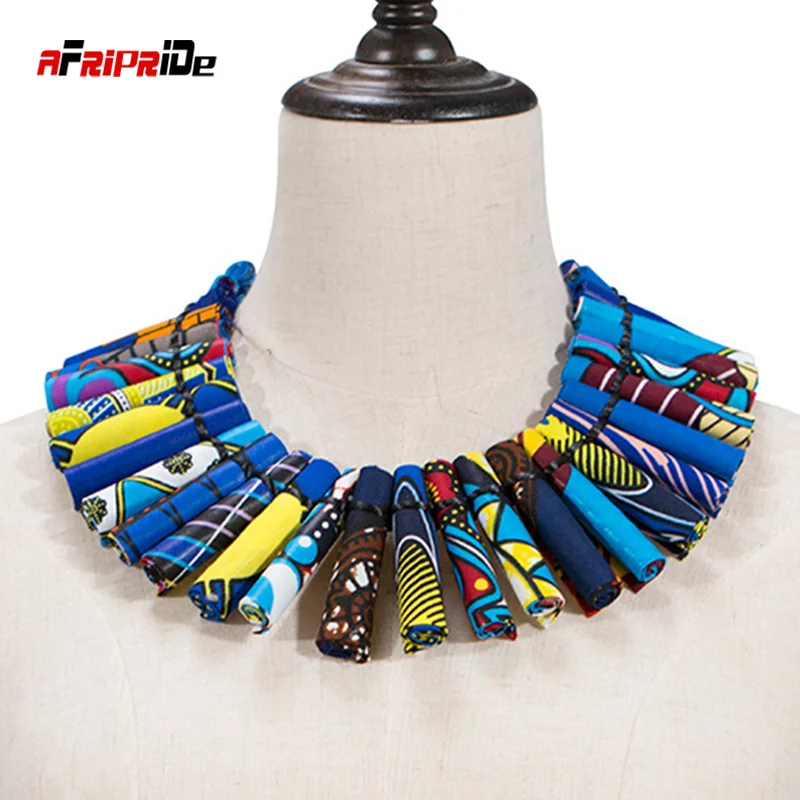 Choker Necklaces African Women Jewelry Handmade Statement Necklace Bridal Wedding African Beads Jewelry Fabric Accessories WYA30