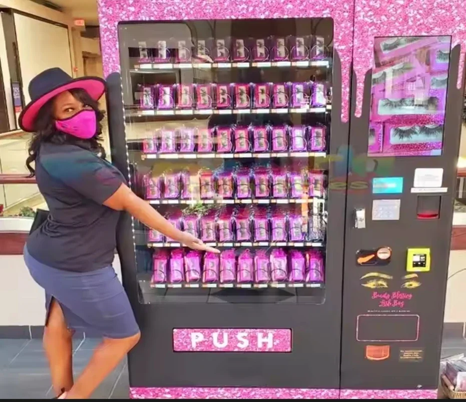 Commercial grade automatic touch screen beauty cosmetic concession machines fake eyelash hair vending machine