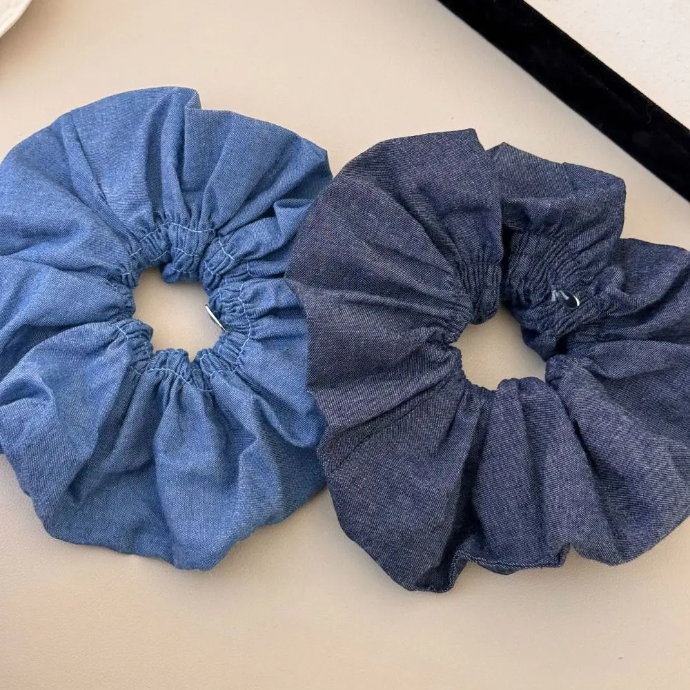 

Korean Style Ribbon Scrunchies Cloth Oversize Large Denim Scrunchies Hair Rope Ponytail Holder Exaggerated Hair Ring girl