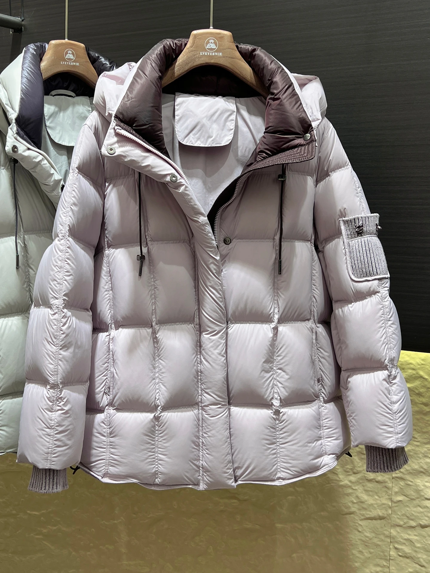 Casaco feminino Thiened de comprimento médio Du down Jaet 95 branco Du Feather com capuz Casaco quente e emagrecedor com Sve kets