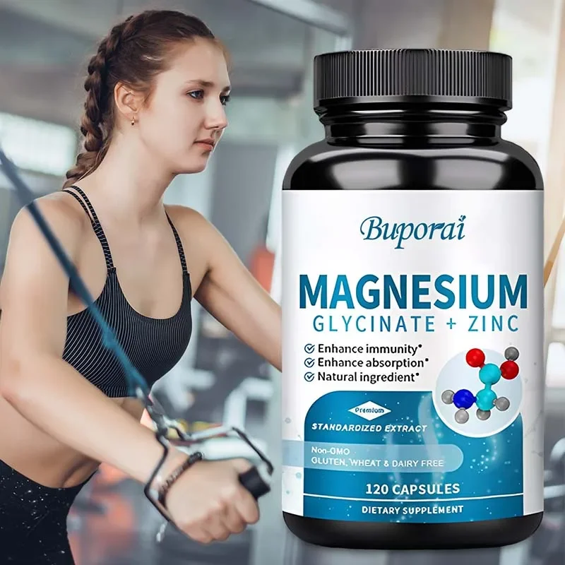 

Глицинат магния + цинк - для сна, кости и поддержки иммунитета, способствующий энергетическое производство, высокая скорость впитывания