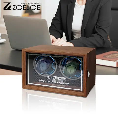 2 슬롯 자동 시계 와인더 USB 케이블 공급 조명 조용한 모터 시계 와인더 부드러운 베개 포함 남녀 생일 선물