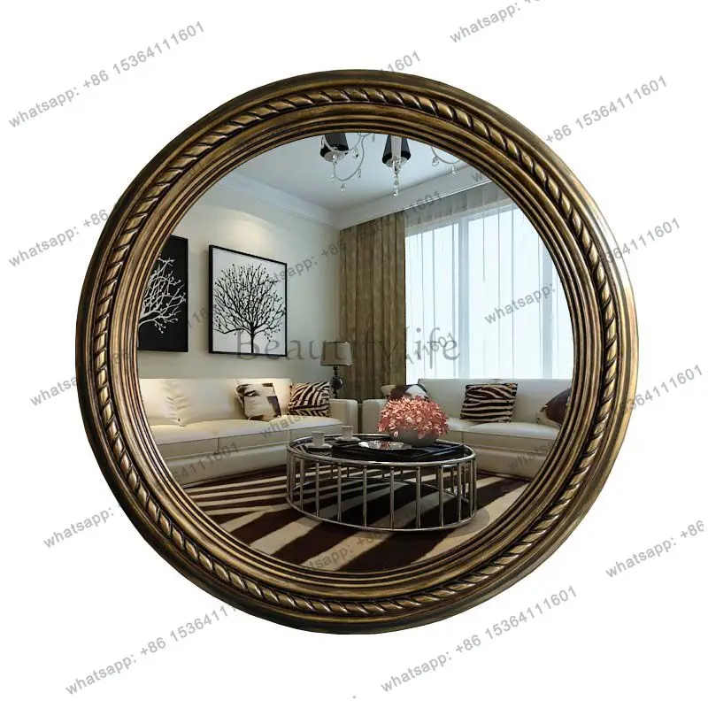 

European retro post-modern classical style entrance wall wall decoration mirror round