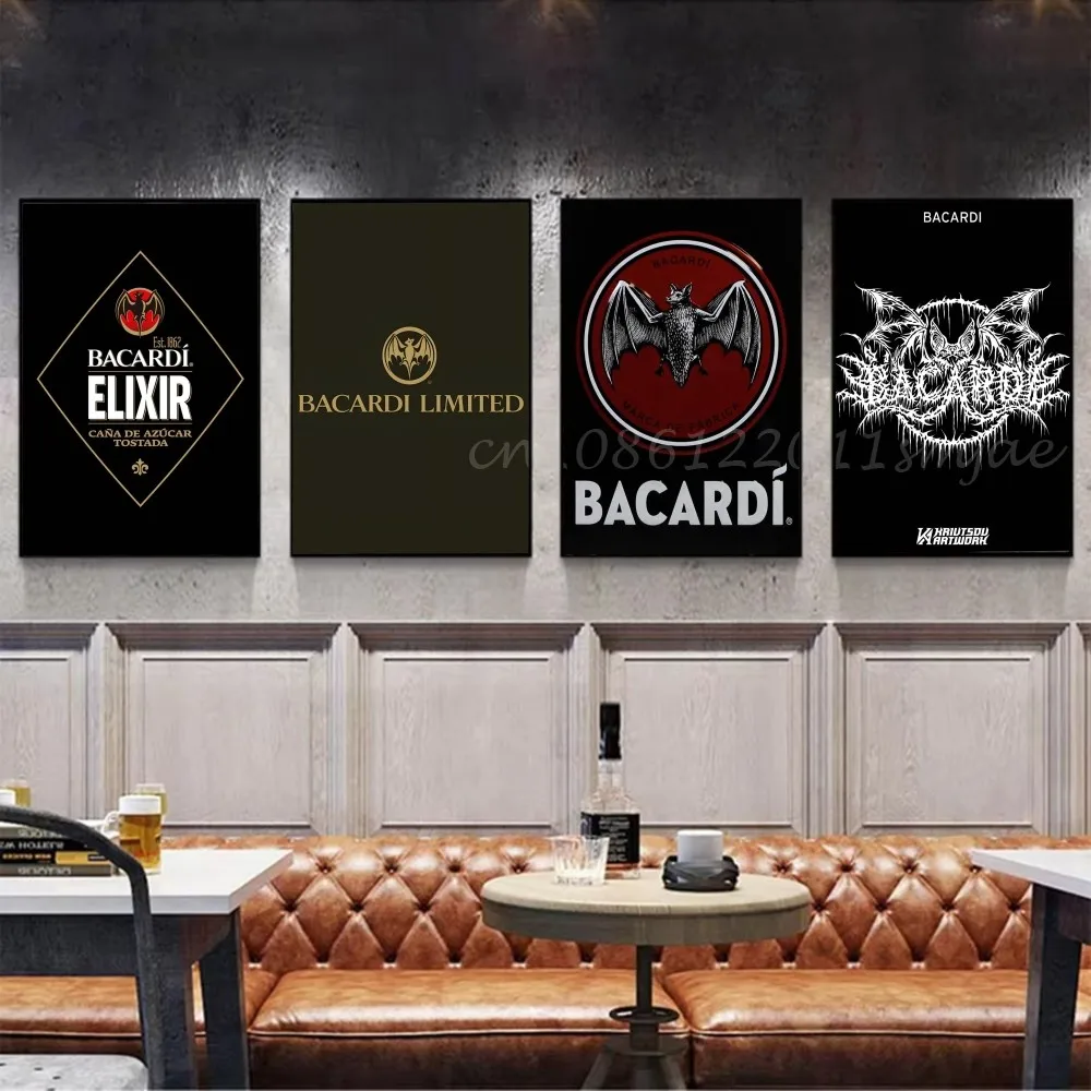 ملصق باكاردي فني ذاتي اللصق مقاوم للماء ملصق ورقي لديكور جدران غرفة المقهى