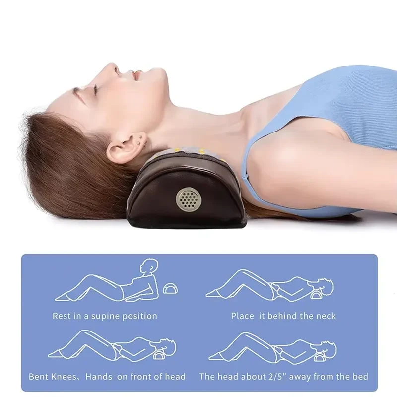 Topchant Natural Amethyst Heated Plug-in Massage Pillow with Strong Cervical Support, Negative Ions, Relieves Head and Neck