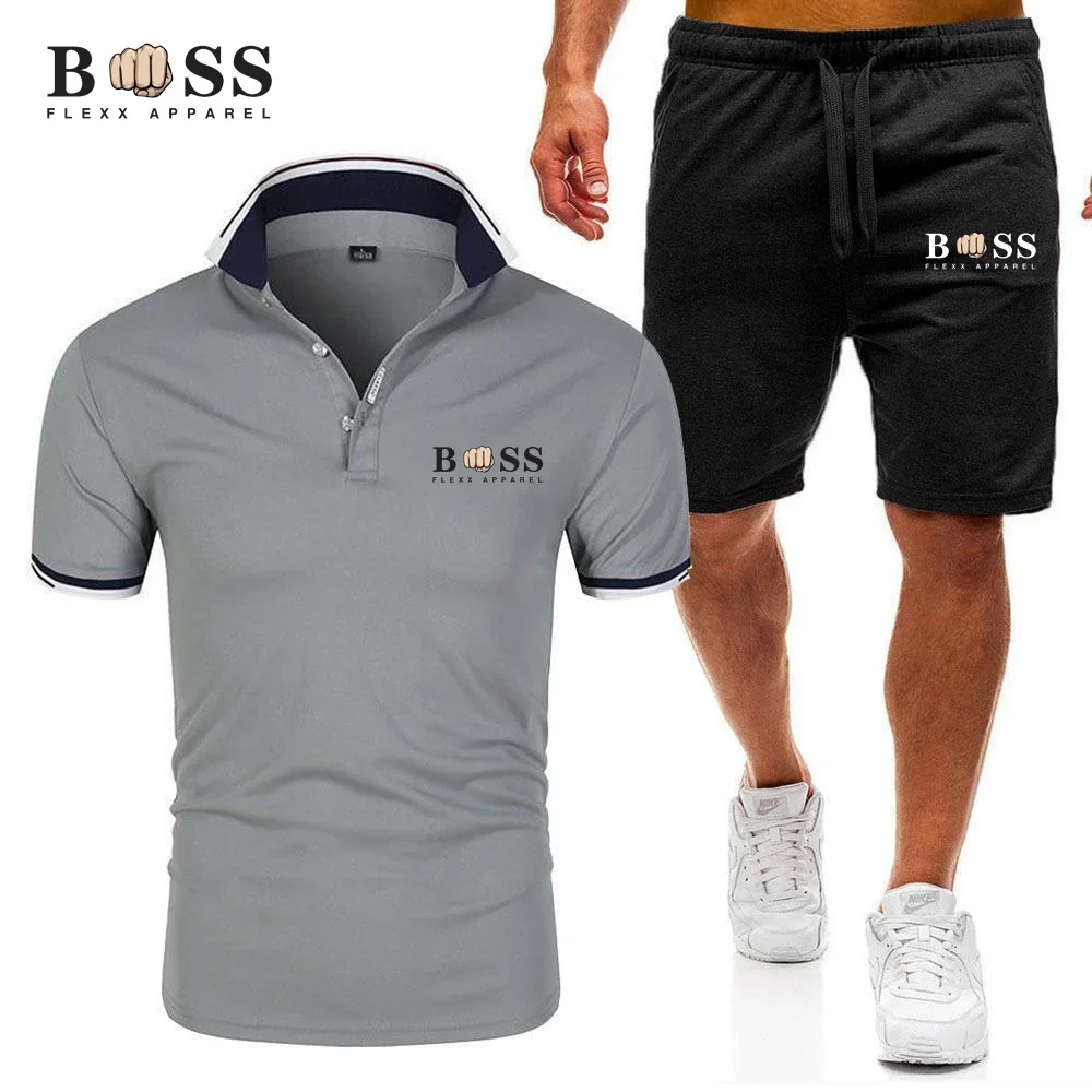 Conjunto de POLO y pantalones cortos para hombre, Camiseta de algodón estampada, ropa deportiva para correr, novedad de 2024