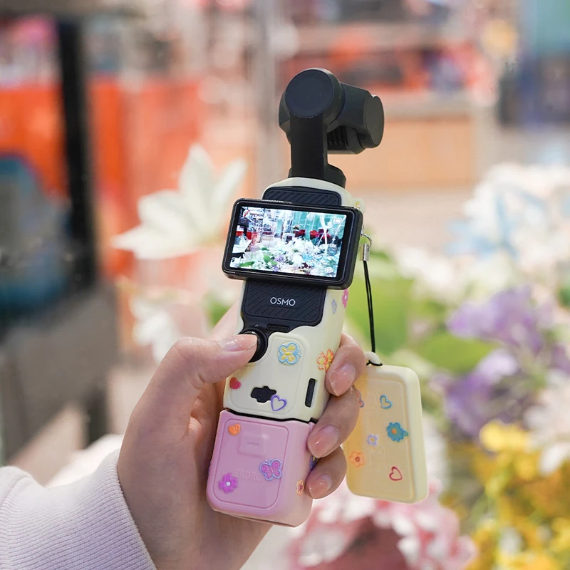 Send-Small Flower Sticker, Assorted Colors Silicone Case For DJI OSMO Pocket 3 Protective Cover Anti-Scratch Cap Protector Case