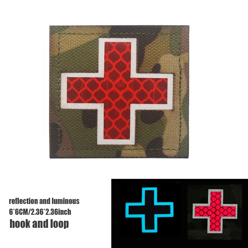 IR Reflective Medic Paramedic Tactical Army Badge Tactical Military Patche 3D Red Cross Flag of Switzerland Swiss Cross Patch