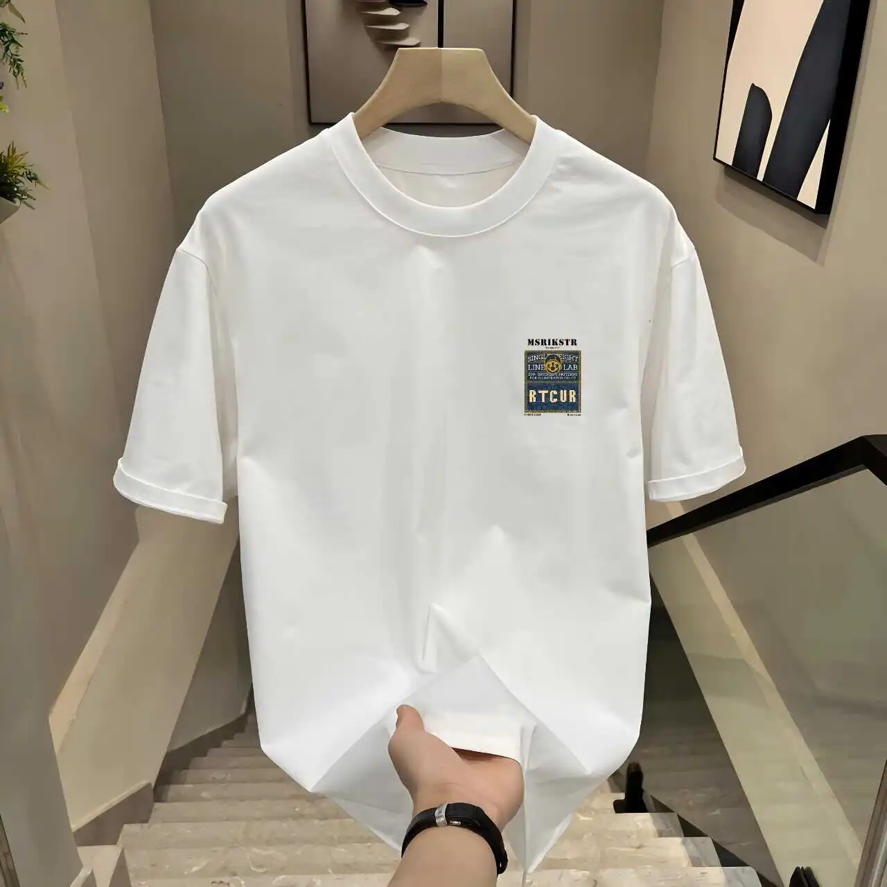 

American Sle Pure Cotton ort Sve T-irt ex Summer Faion Casual Wear round Ne Top for Youth in 2024