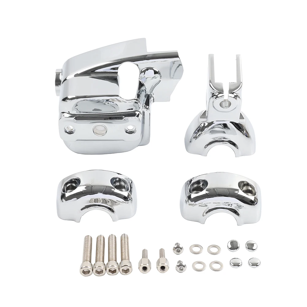 Motorcycle Handlebar Control Dress-Up Chrome Cover Aluminum Kits For Harley Dyna with Single Disc Front Brakes 1996-2017