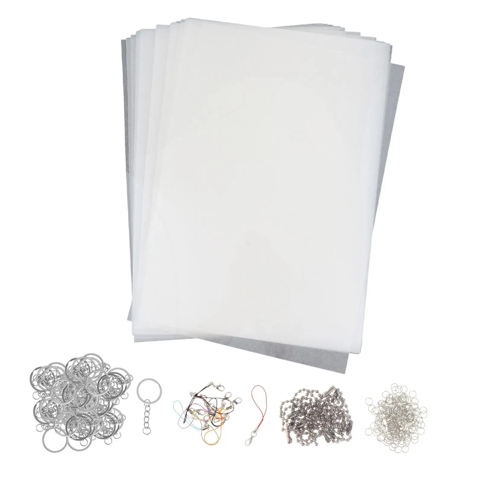 

25Pcs Heat Shrink Sheets 100 Open Rings Blank Shrink Film Paper Shrink Film Paper Sheets for Scrapbook Jewelry Making Keychains