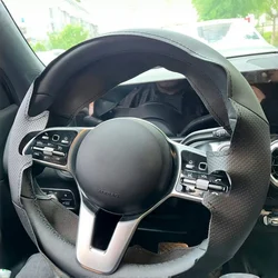 Car Steering Wheel Cover Leather For Mercedes Benz A Class 2019-2020 GLC GLB 2020 CLS 2018-2020 Suede Braid Car Accessories