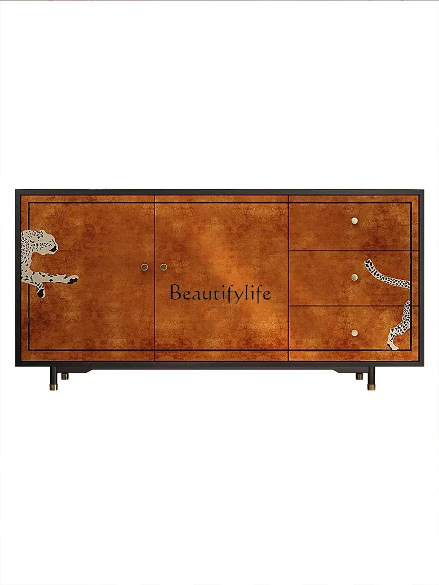 

23American dining side solid wood wine cabinet modern simple light luxury chest cabinet shelf decorationL
