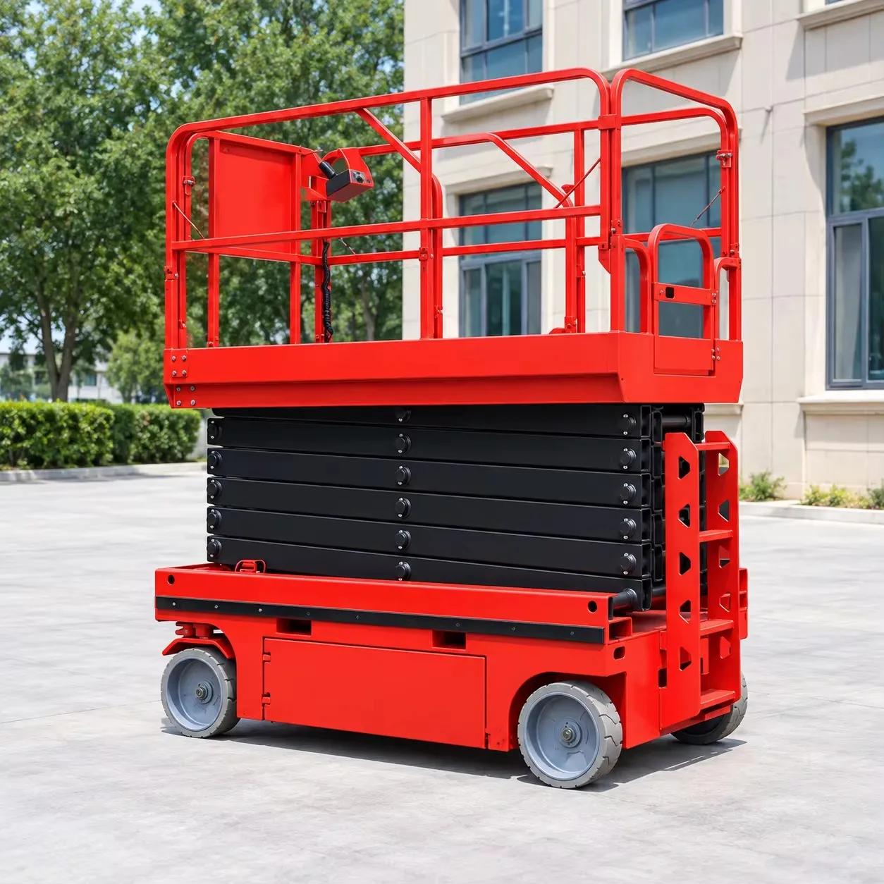 Push‑around Mobile Scissor Unit Lifting Platform Compact Body For Narrow Aisle Goods Stacking And Handling