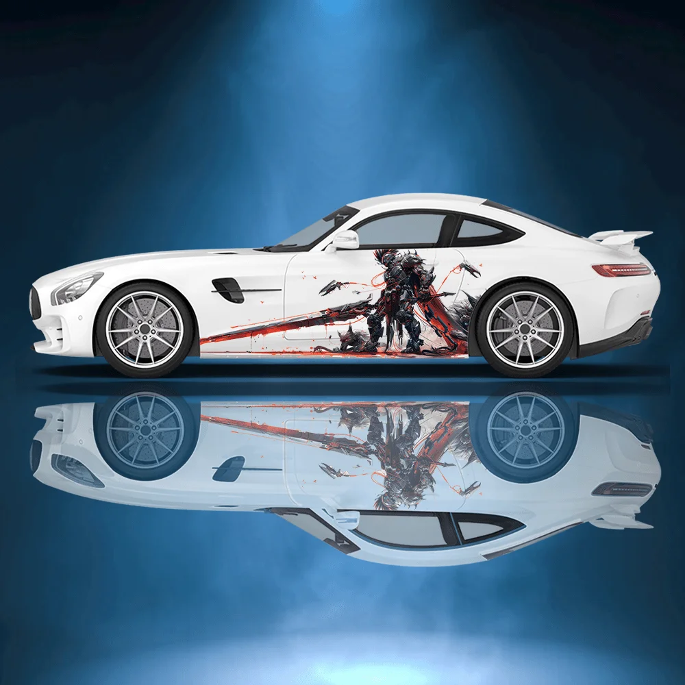 

Cyber Mechanical Warrior and Wolf, боковая наклейка для автомобиля, защитная декоративная наклейка, водонепроницаемая самоклеящаяся наклейка, автоаксессуары, оберточная крышка