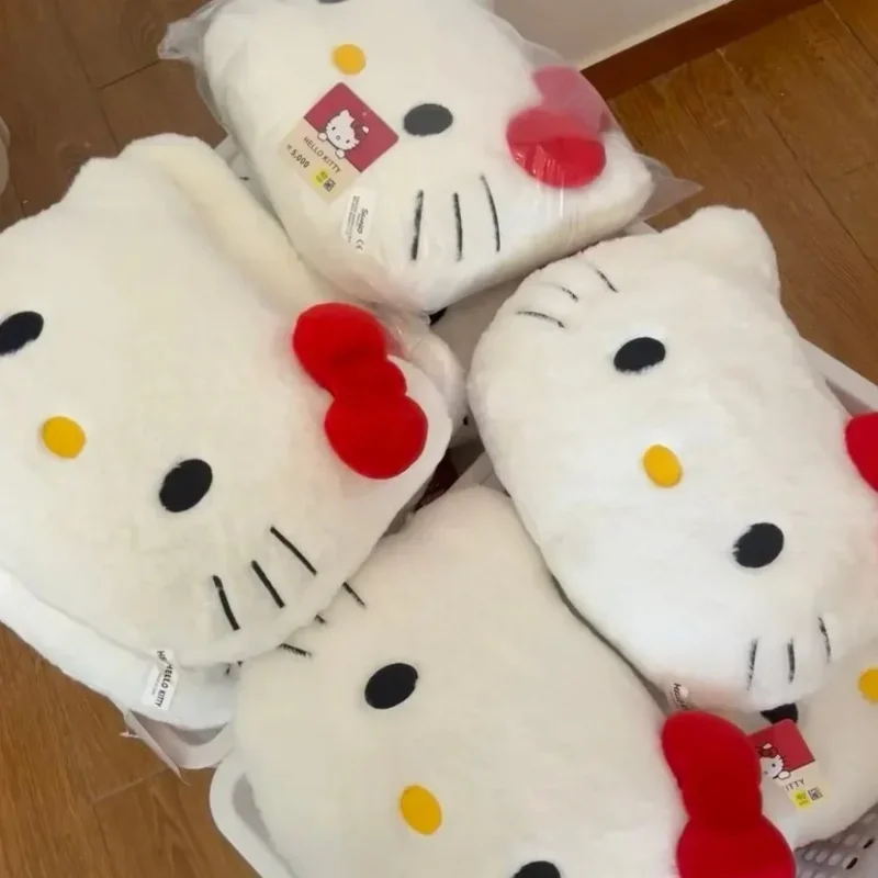 

Cartoon New Sanrio HelloKitty Head Plush Doll Pillow Cute Anime Peripheral Sofa Plush Doll Pillow Toys Children's Birthday Gifts
