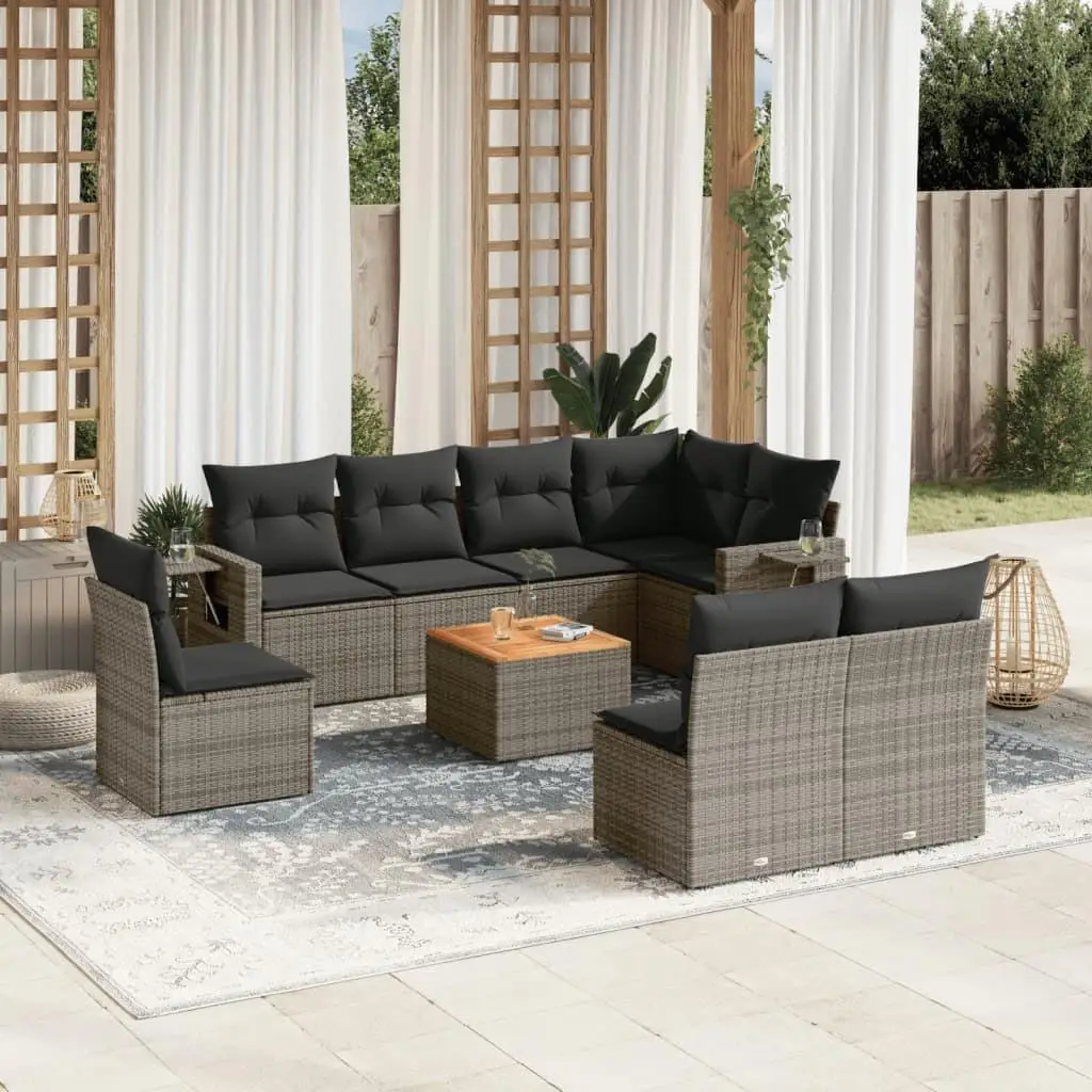 

Grey Garden Sofa Set Comfortable Outdoor Furniture for Patio Balcony Lounge Seating 5 Pieces Modern Design