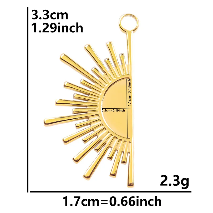 5pcs Gold Sun Charms for DIY Jewellery Making