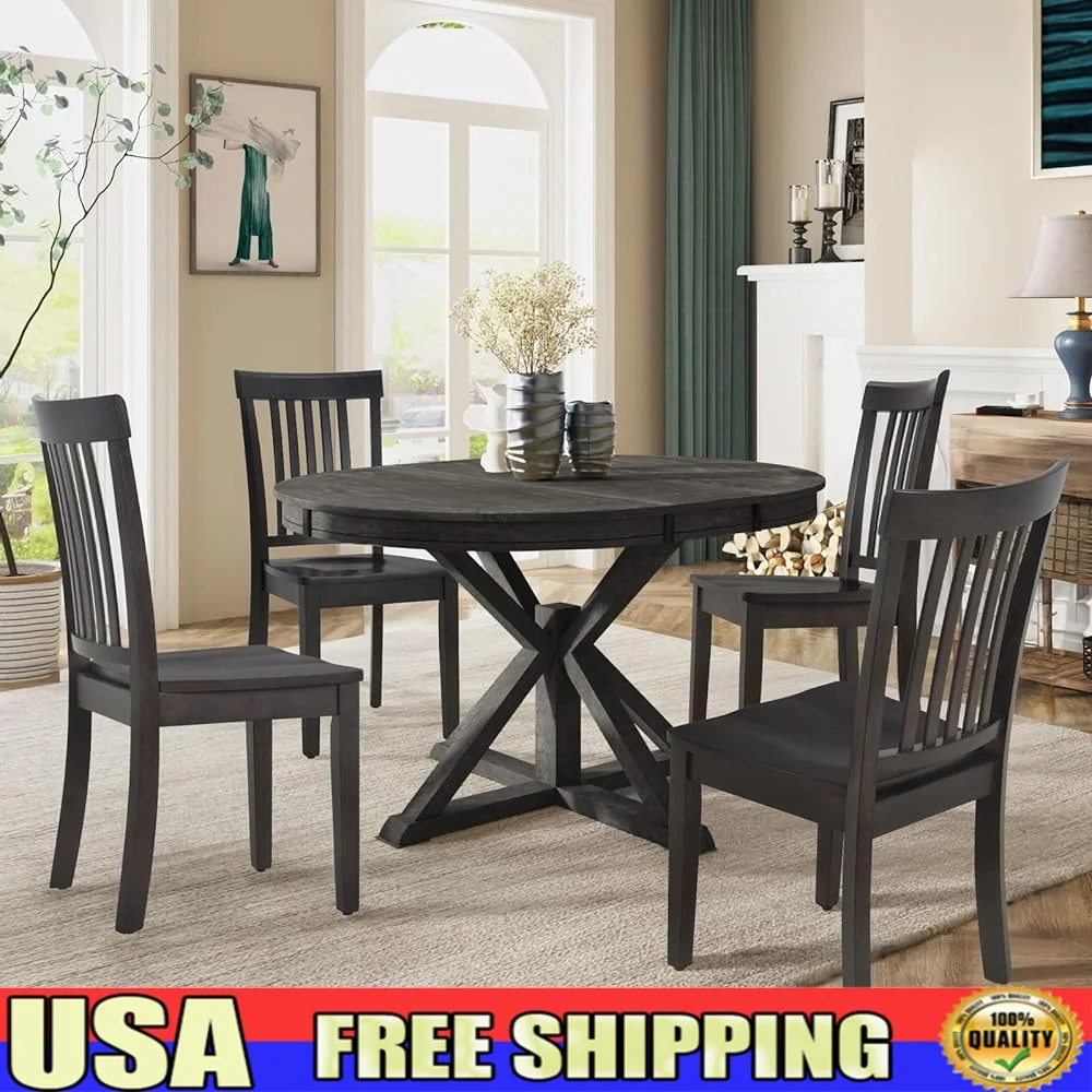 

Wooden Dining Chairs Set of 4 Spindle Back Kitchen Side Chairs Rustic Farmhouse Dining Room Furniture Comfort Stylish Design