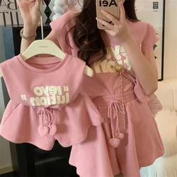 2022 Baby Girls And Mom Same Clothes Set Fashion Mother Daughter Tracksuit Korean Children Two-Piece Outfits Women Clothing Sets