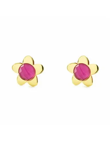 Earrings girl gold 9k rose flower