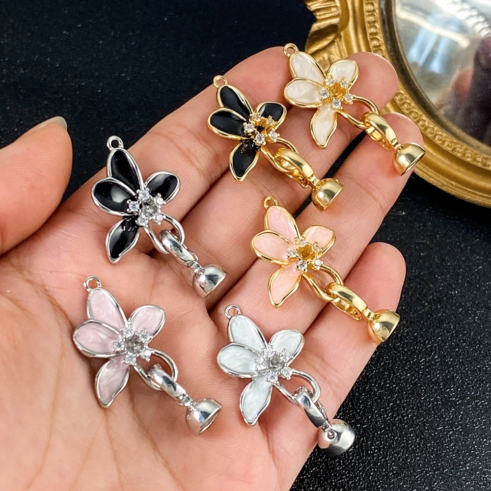 Juya Fiore Decorativo Fatto A Mano Connettore di Chiusura Ganci di Bloccaggio Catenacci Accessori Per Le Donne FAI DA TE Moda Cucito Creazione di Gioielli