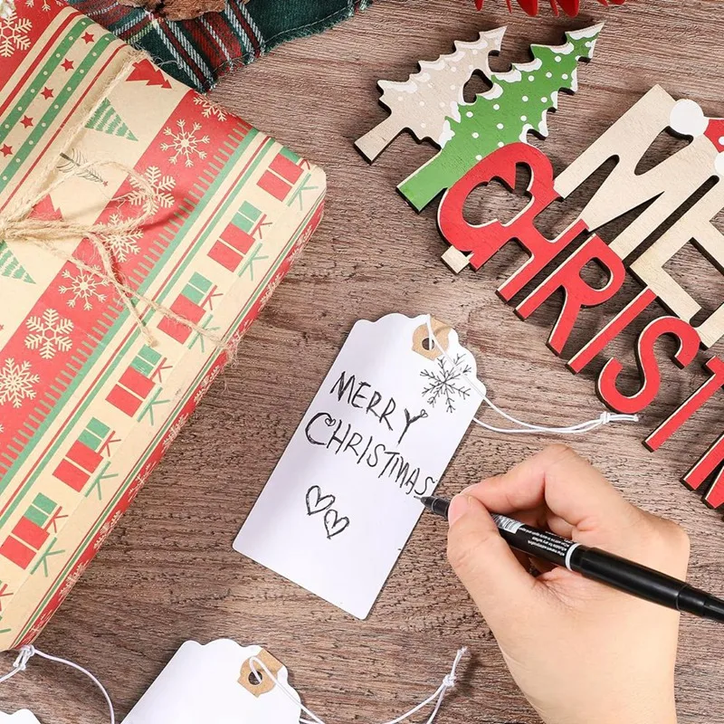 120 Pack Tags Kit With Elastic String Marking Hang Tags Set Kit With String Attached Reinforced Hole Writable Tags 4.76X2.36Inch