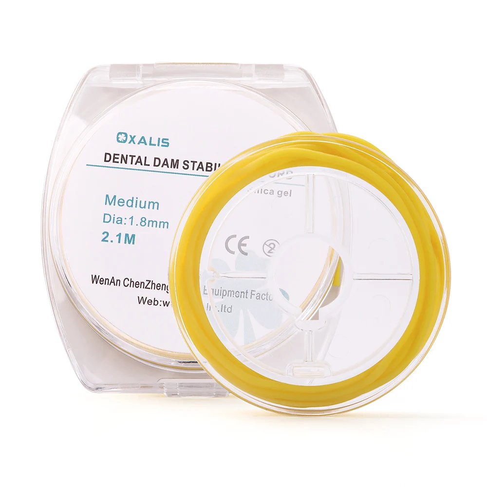 AZDENT Cable estabilizador de dique de goma Dental tamaño mediano diámetro 1,8mm cuñas abrazaderas de línea hojas elásticas 2,1 metros amarillo