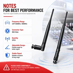 2Pcs/lot 215mm Wireless Microphone Receiver Antenna UHF 500MHz-900MHz BNC Male Antenna 3dBi Gain Omni-directional Antennas Black
