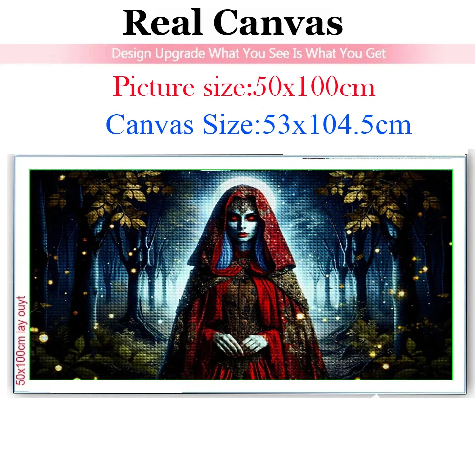 Mystical Gothic Vampire Woman Dark Forest Under Moonlight Diamond Painting Diy Full Square Round Diamond Mosaic Portrait Decor