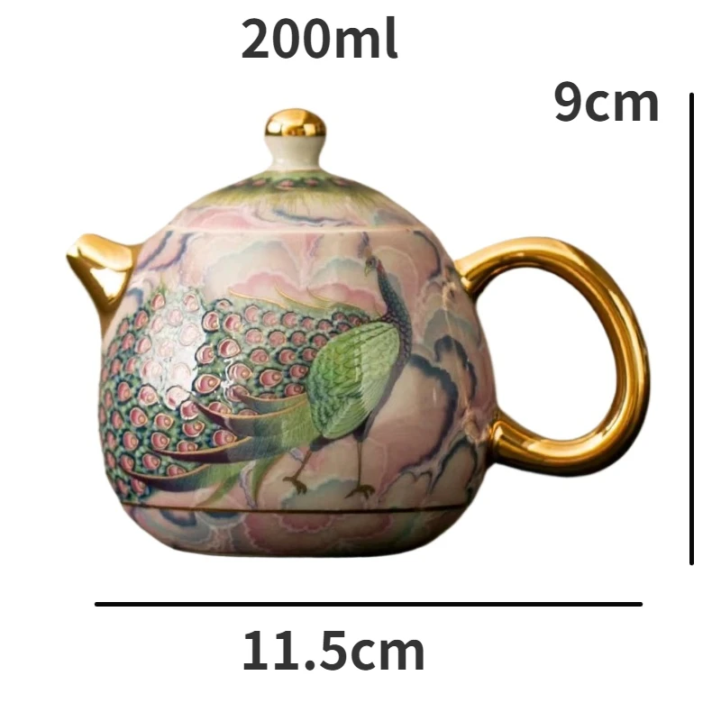 Dragon Egg Pot Hand-painted Peacock Small Teapot Ceramic Brewing Teapot