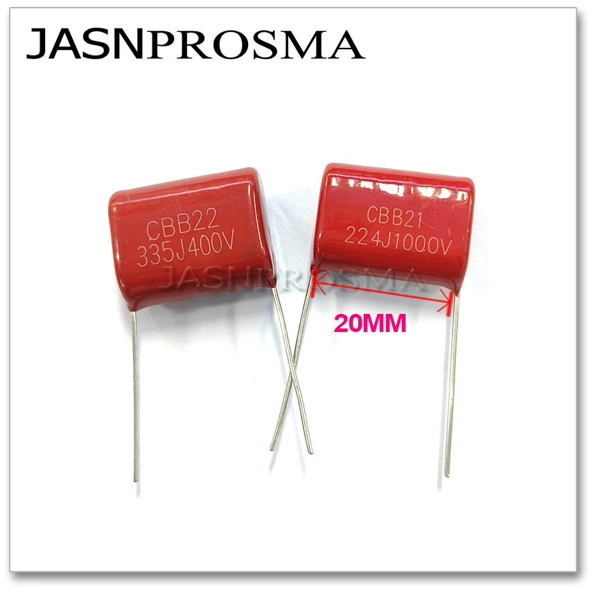 JASNPROSMA CBB capacitor pitch 20MM 400V 630V 1000V 1KV 200PCS 220NF 330NF 470NF 560NF 224J 334J 474J 564J 5% Capacitance