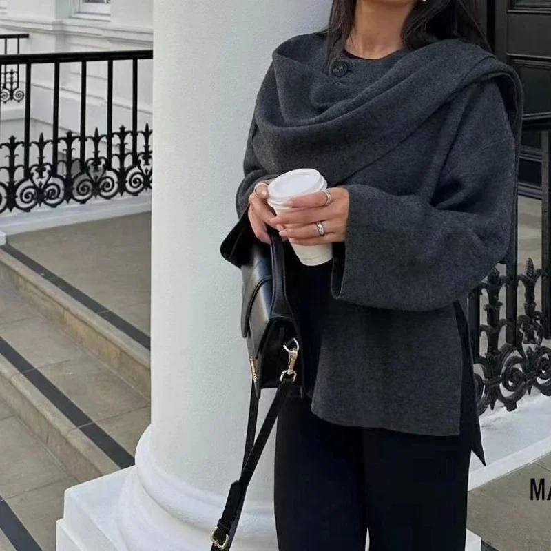 

2025 New Style Coat Knit New Short Asymmetrical Scarf for Women