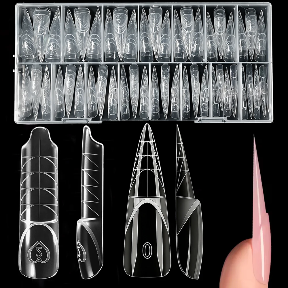 

150 шт. длинных форм для наращивания ногтей: стилето, миндалевидные, для френча, 15 размеров, для акрила и полигеля