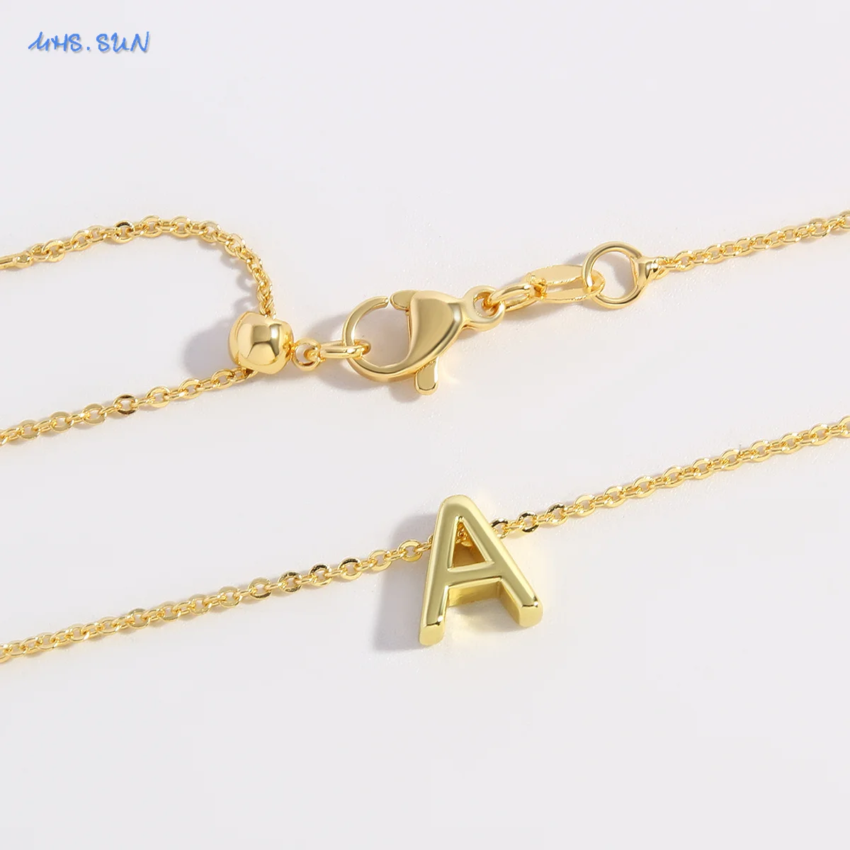 MHS.SUN Gold Color Tiny Initial Necklaces Cute Letters Single Name Choker Necklace For Women Alphabet Pendant Jewelry Gift