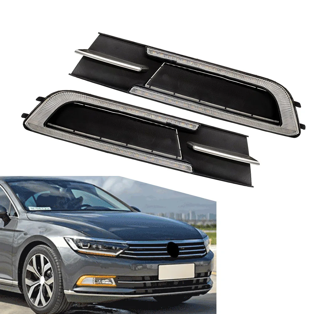 Car Front Bumber Turn Signal Lamp LED Daytime Running Lights Fog Light Left Right for VW Passat 2017 2018