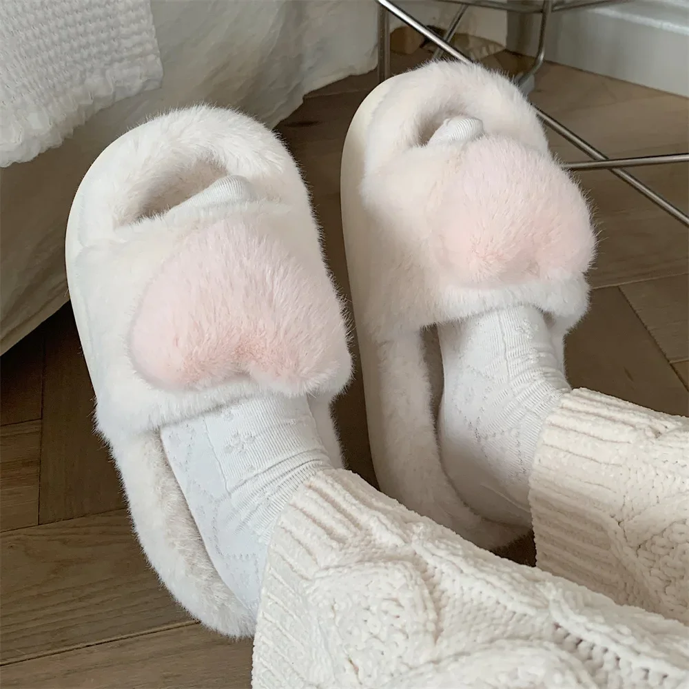 2024 Women's cute New Winter Cotton slippers Fashion Color Scheme Mature Cut Plush Insulation Women's Cotton Slippers