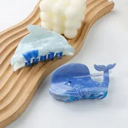 Whale Animal Hair Claw Creative Blue Sea Creature Fish Dolphin Hair Clip Cartoon Grab Clip Female