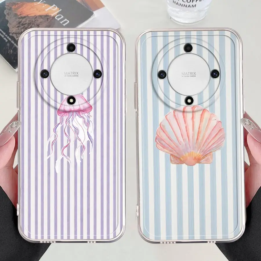 Capa de telefone para honor x9a x9b 90 lite x7b x8b y9 prime 2019 capa transparente animais marinhos