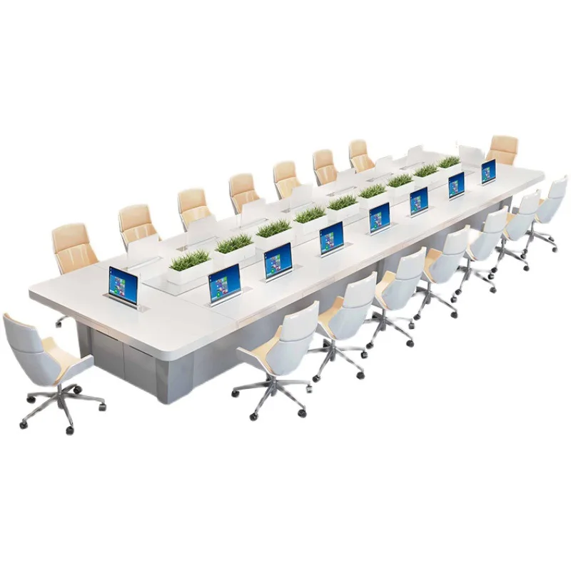 Intelligent conference table, long table, lifting screen, training office desk, strip table, paperless office
