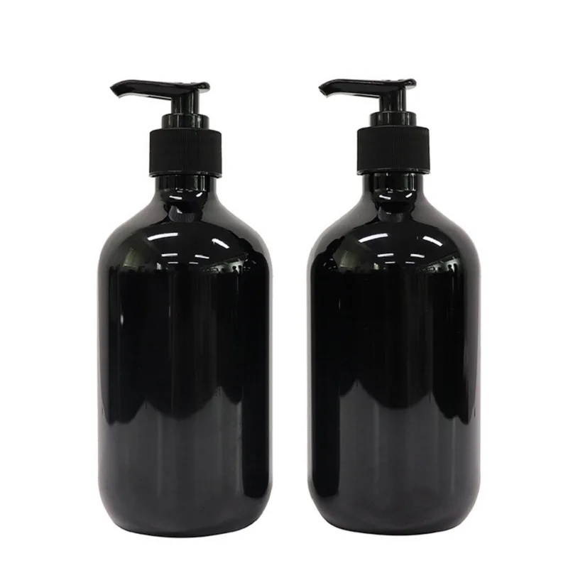 

10Pcs Press Lotion Bathrooms Liquid Soap Bottle Press Pump 300/400ML Glossy Black Shower Gel Shampoo Conditioner Plastic Bottles