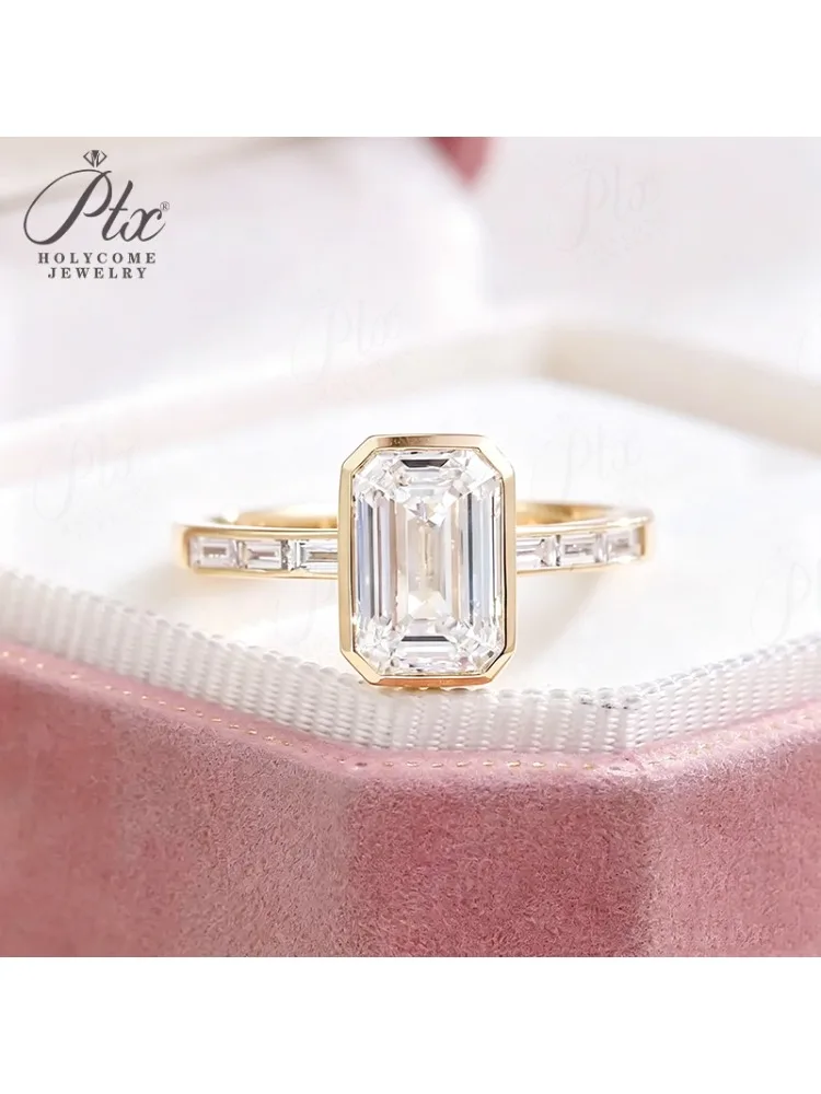 2ct Labor-Gezüchteter Diamantring Smaragdschliff VS1 925 Sterling Silber 10K 18K Gold Bankett-Schmuck für Damen Luxuriös Exquisit Elegant