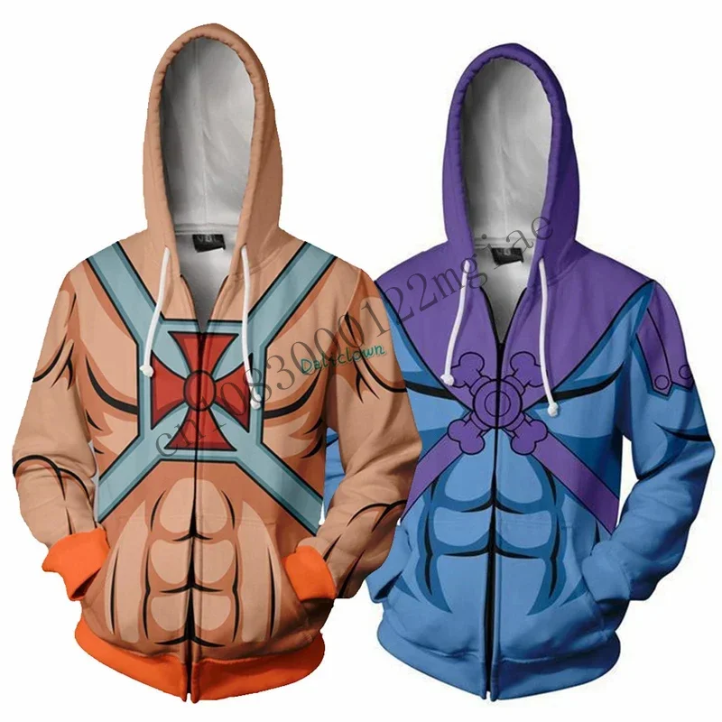 Skeletor Master Of The Universe Hoodie 3D Printed Sweatshirt Casual Zipper Jacket Hooded Tops Cosplay Costume CMM221