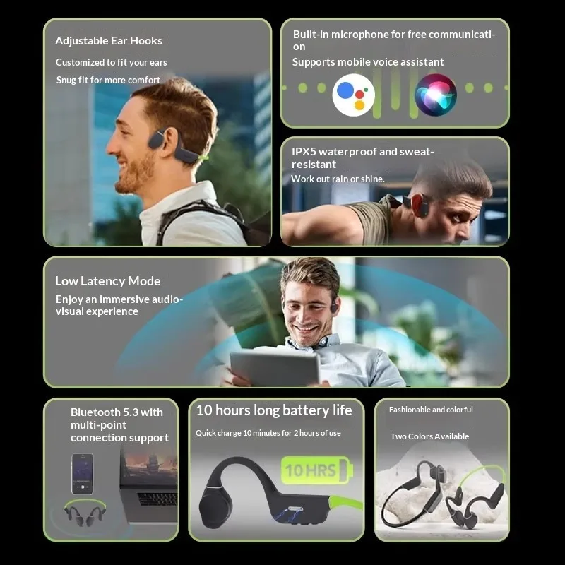 Creative Outlier-auriculares de conducción ósea, resistentes al agua, inalámbricos, deportivos, Bluetooth 5,3, gancho para la oreja para correr