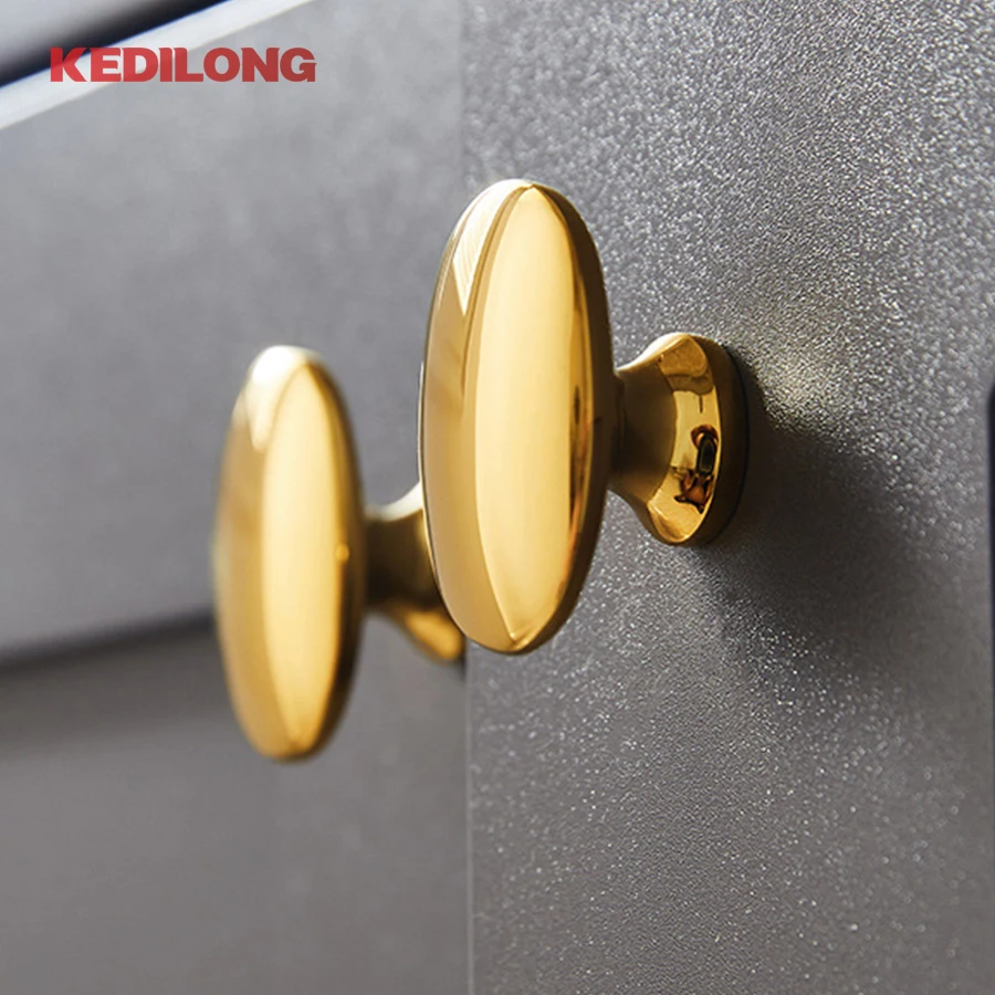 

KEDLO Modern light luxury solid brass drawer knob polished gold handle kitchen cabinet bright chrome Pull