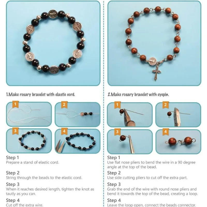 1 scatola fai da te 6Set vacanze di pasqua rosario elasticizzato con perline Kit per la creazione di braccialetti con perline incrociate Kit artigianale, senza nichel, istruzioni