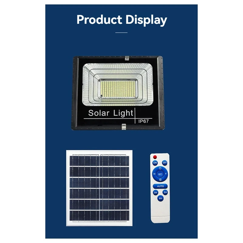 Solar Flood Lights 130LED 60W Remote Control Solar Powered Spotlight Outdoor Waterproof IP67 Street Light