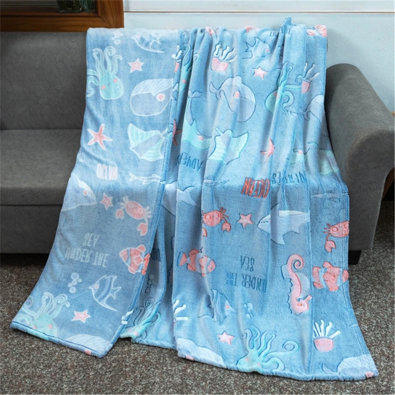 Glow in Dark Throw Blanket Marine Life Dolphin Luminous Blankets for Kids Girls